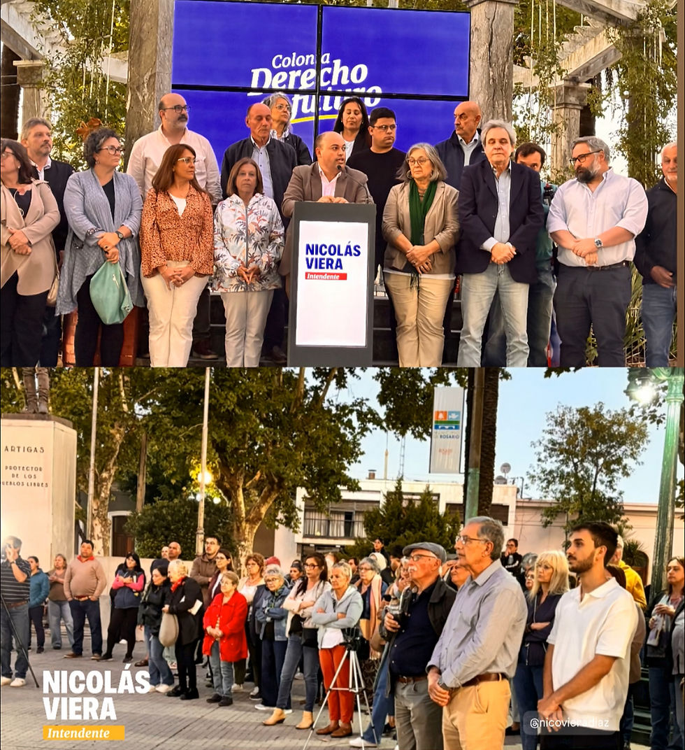 Imagen: Nicolás Viera en la conferencia de prensa de la Plaza Benito Herosa (Foto prensa del candidato)