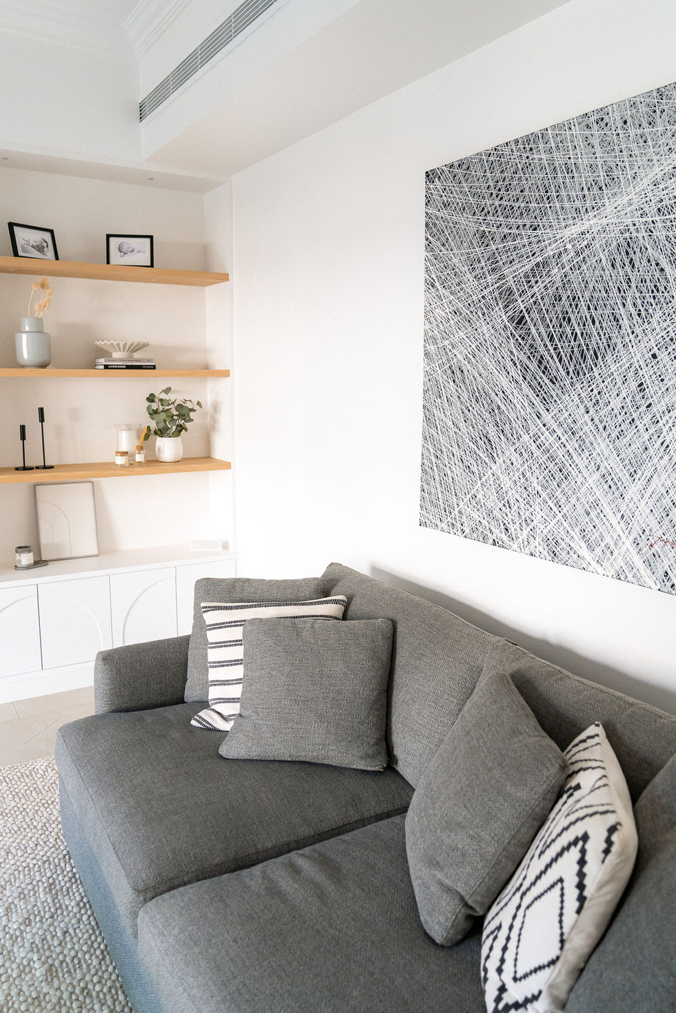 Living room seating, artwork