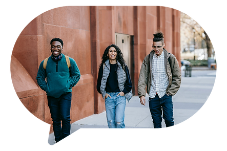 teens walking down the sidewalk