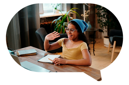 young girl working on her computer
