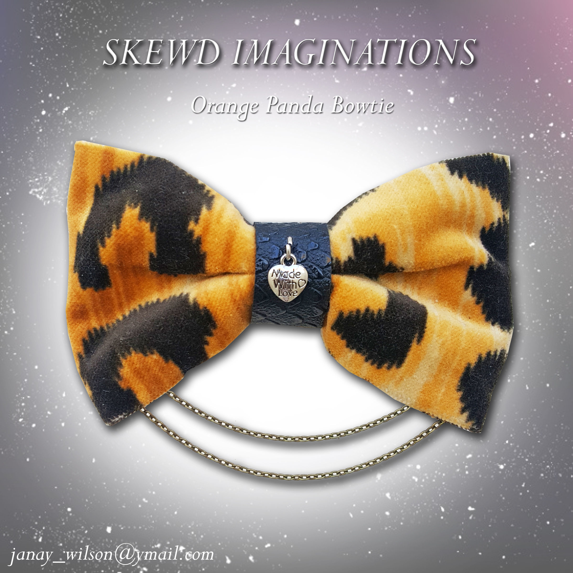 Orange Panda Bow Tie