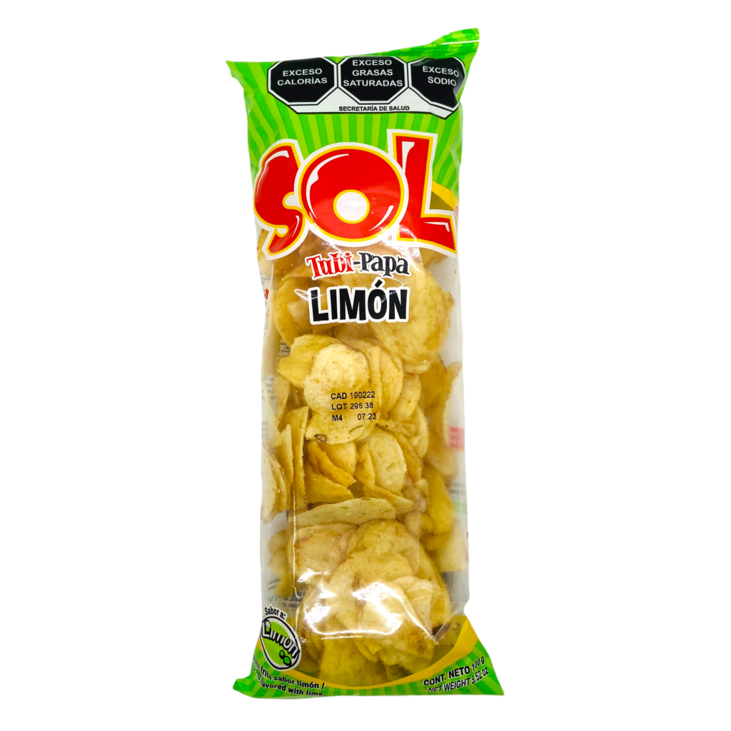 Botanas Sol Papa LIMÓN bolsa con 100g (Caja con 40 bolsas) 40/100g