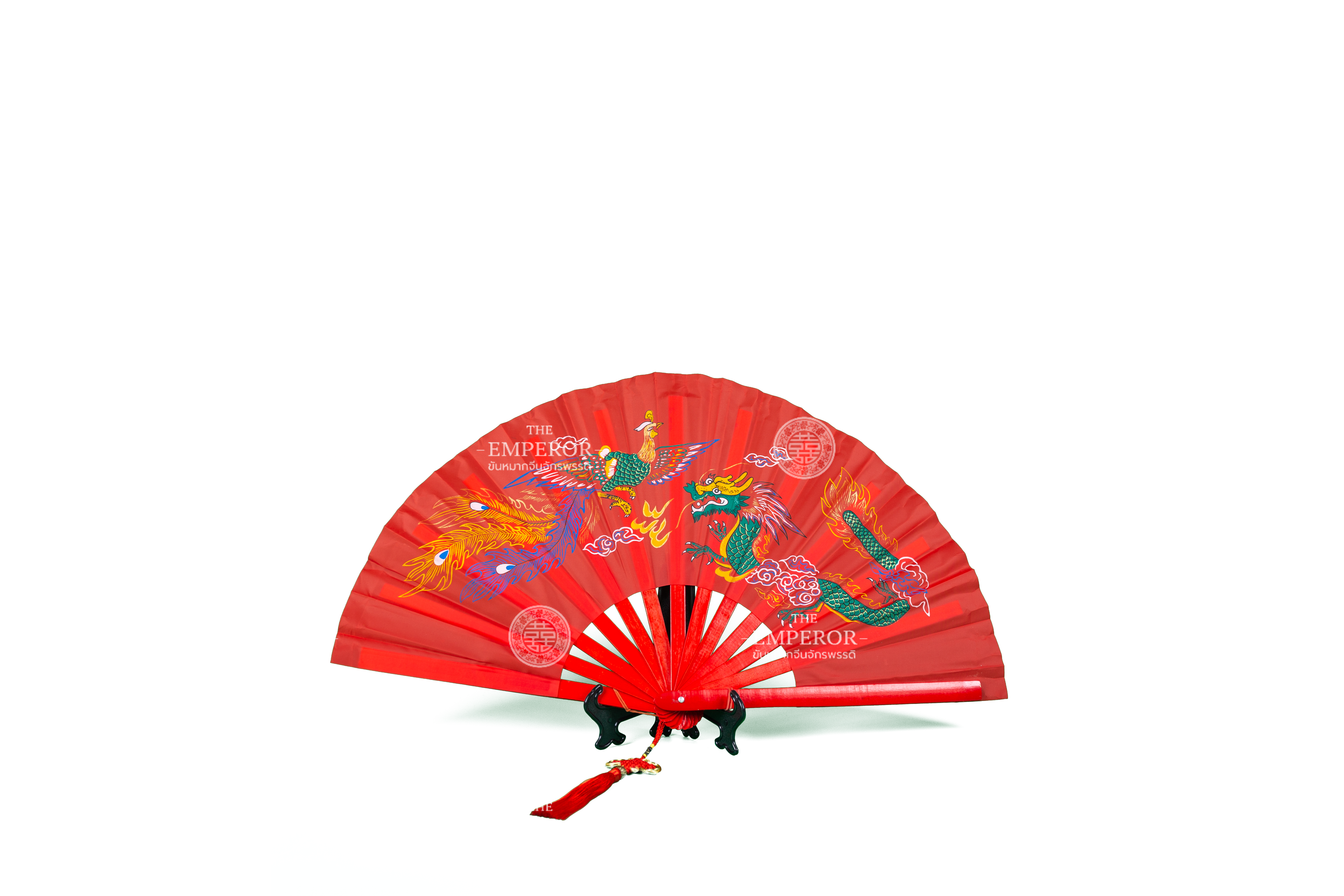 พัดแดงหงส์-มังกร