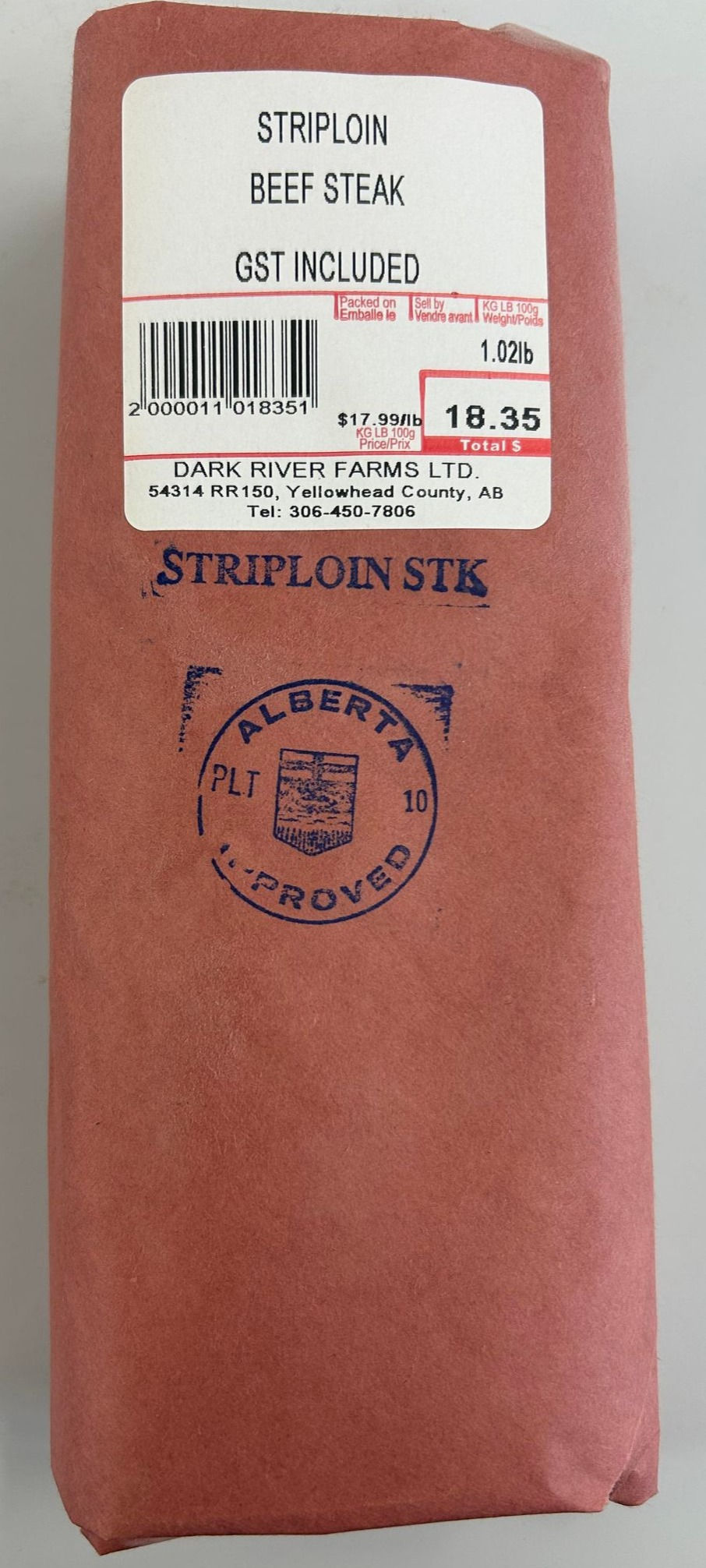 Thumbnail: Striploin Steak - 2/pkg 1" thick