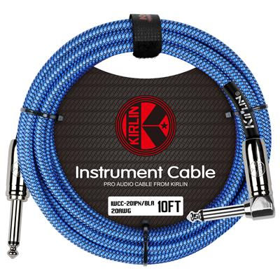 Thumbnail: Kirlin Fabric Series 10ft/3m straight to angle instrument cable in blue