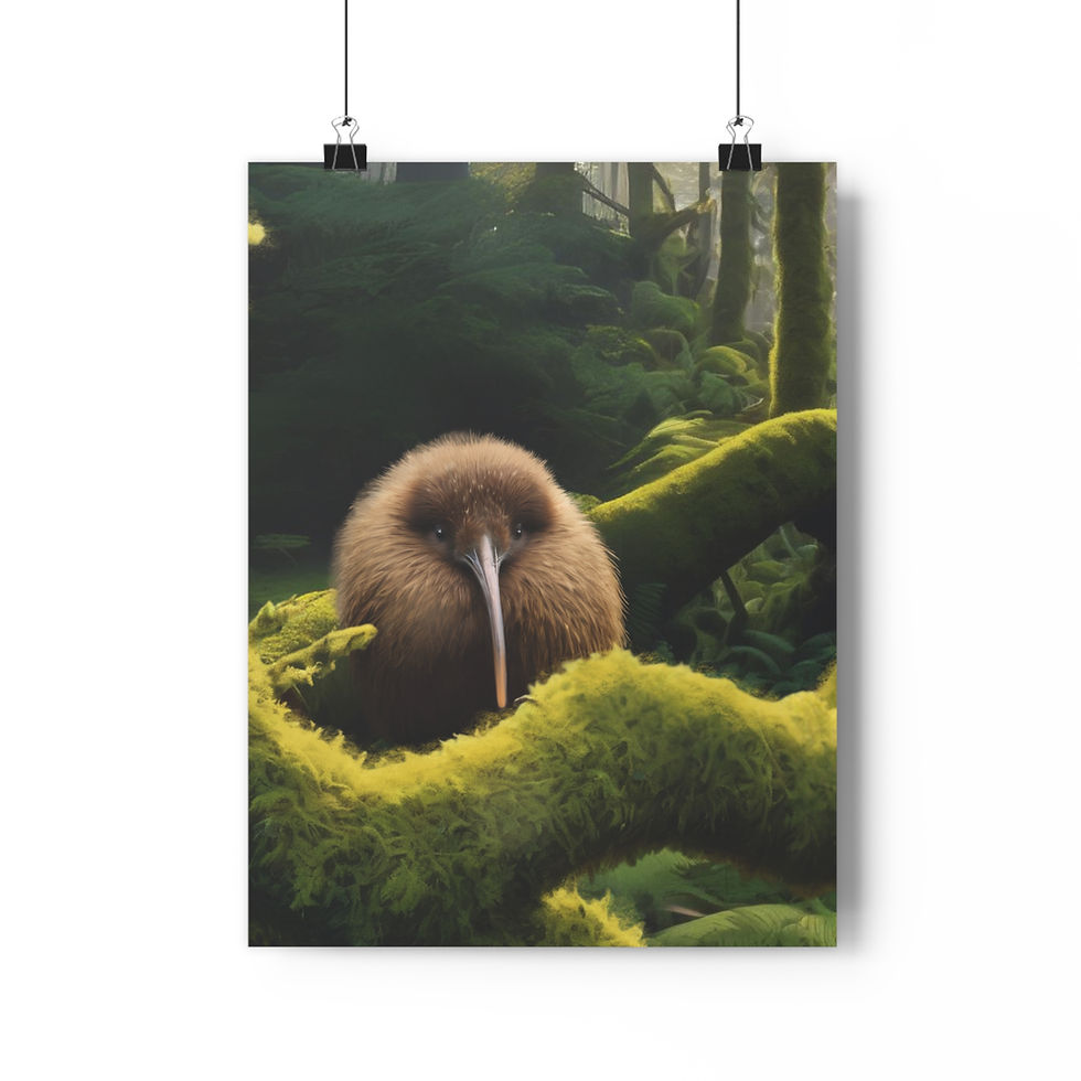 Thumbnail: Kaitoa the Kiwi Moss Branch - Giclée Art Print 