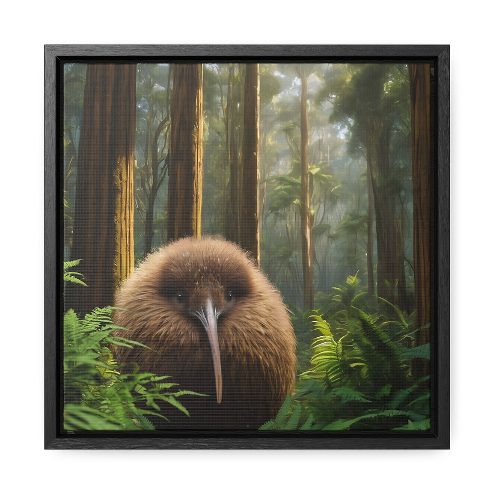 Thumbnail: Kaitoa the Kiwi ferns - Framed Canvas Print