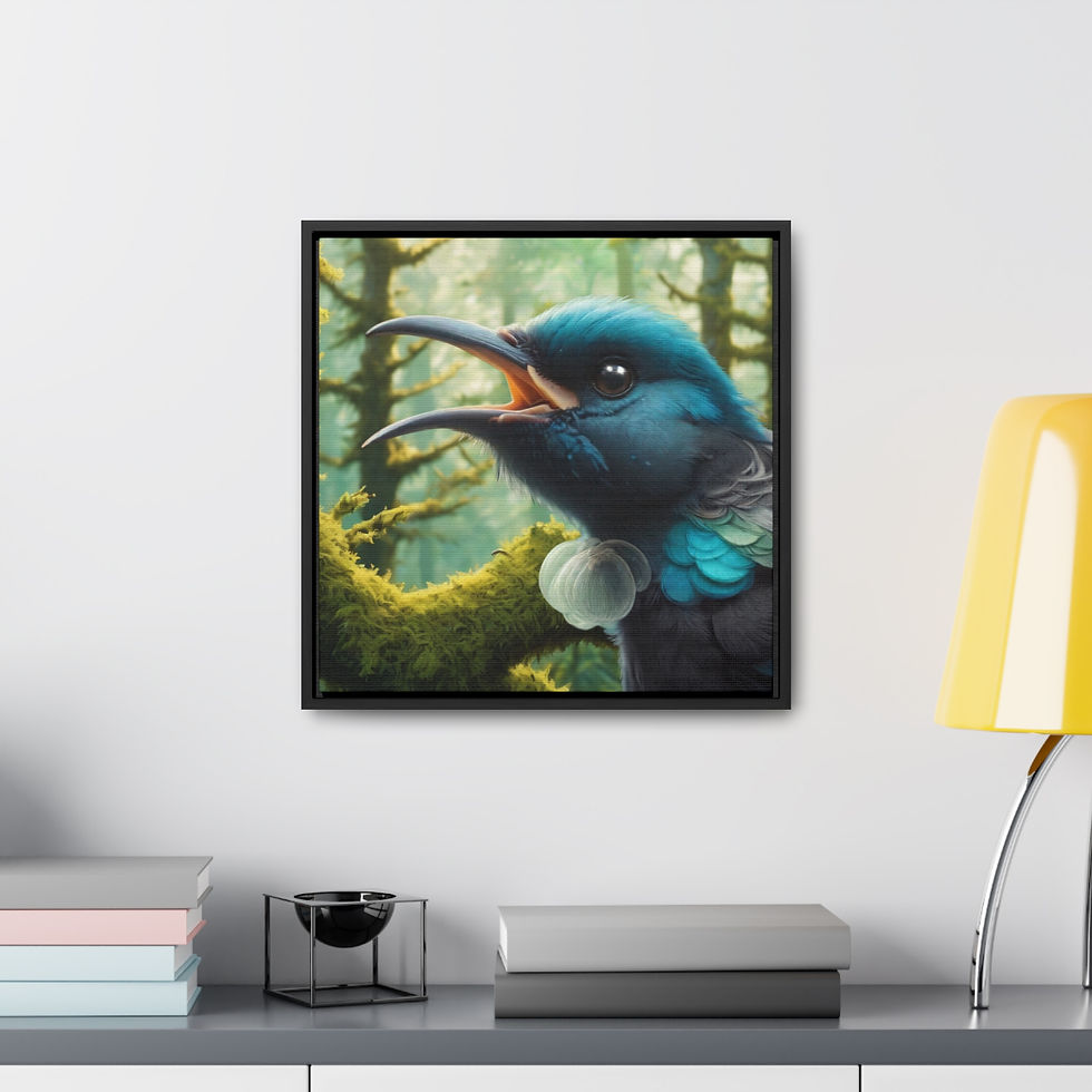 Thumbnail: Tui Singing Kaitoa the Kiwi Framed Canvas Print