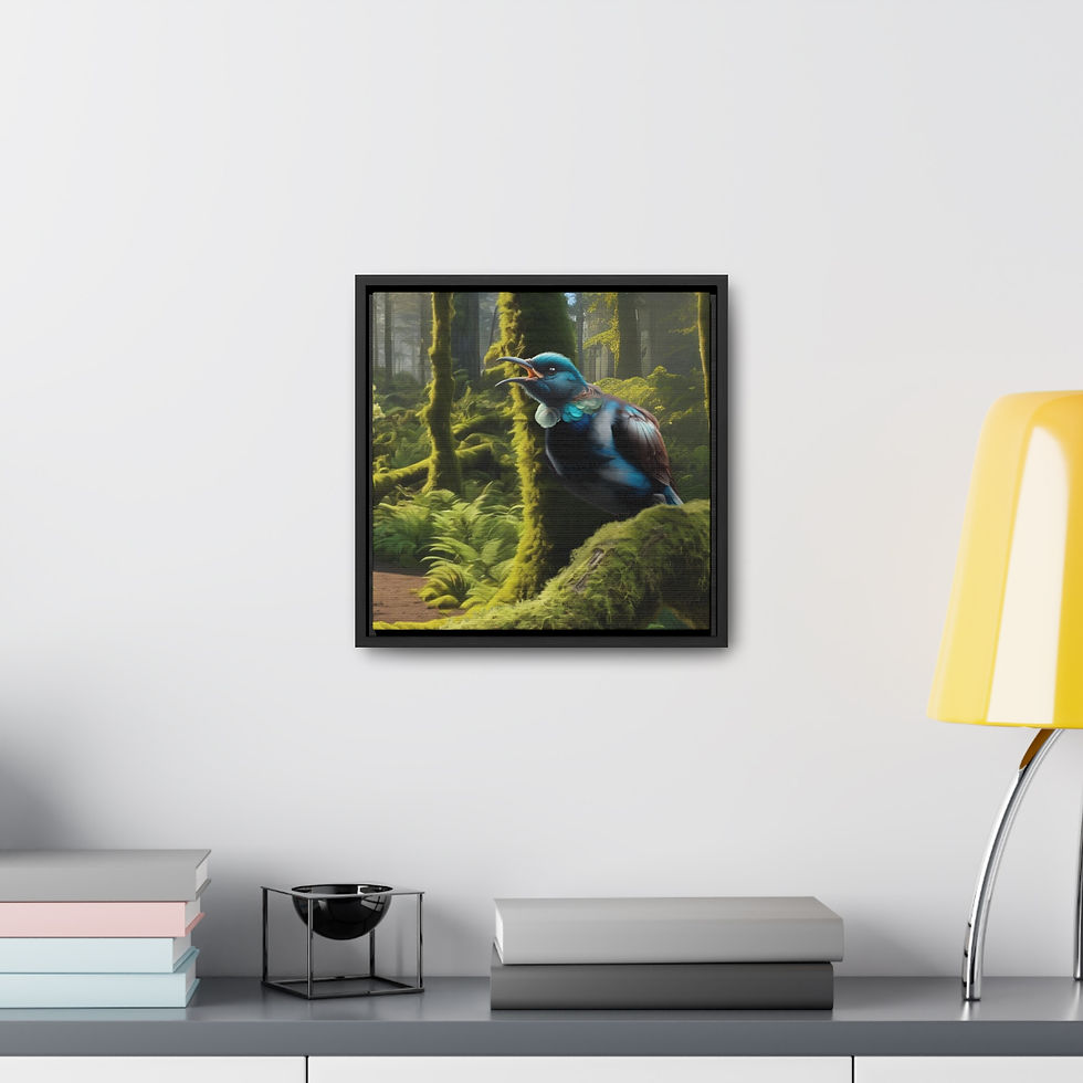 Thumbnail: Tui on a Branch - Kaitoa the Kiwi - Framed Canvas Print