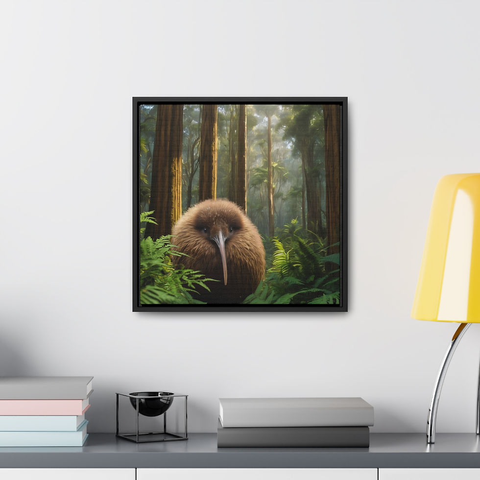 Thumbnail: Kaitoa the Kiwi ferns - Framed Canvas Print