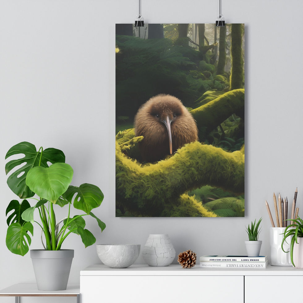 Thumbnail: Kaitoa the Kiwi Moss Branch - Giclée Art Print 