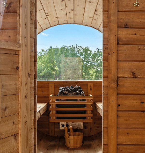 Private outdoor sauna at Casita Amore, a romantic couples getaway near Traverse City, Michigan