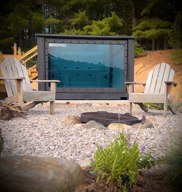Private heated Modpool at Casita Amore, a romantic couples getaway near Traverse City, Michigan