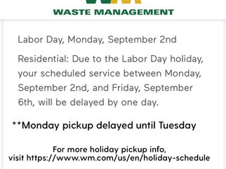 Labor Day Trash Pickup