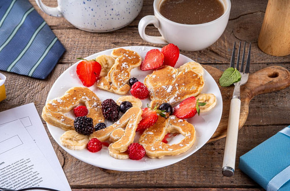 pancakes in the shape of "I love dad"