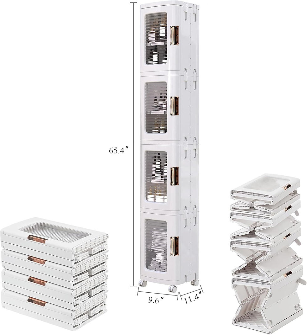 Tall 4-tier storage cabinet with wheels