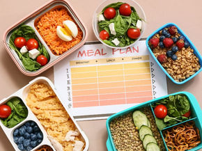 a meal plan guide with food around it