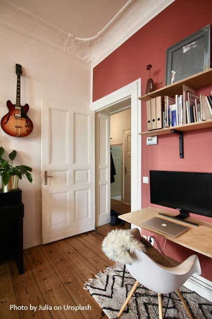 Room with accent wall painted red