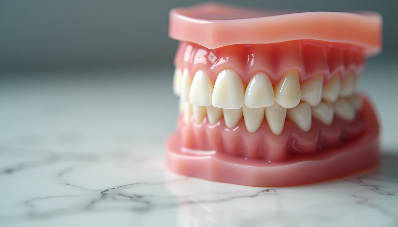 Close-up view of a dental model showing teeth alignment