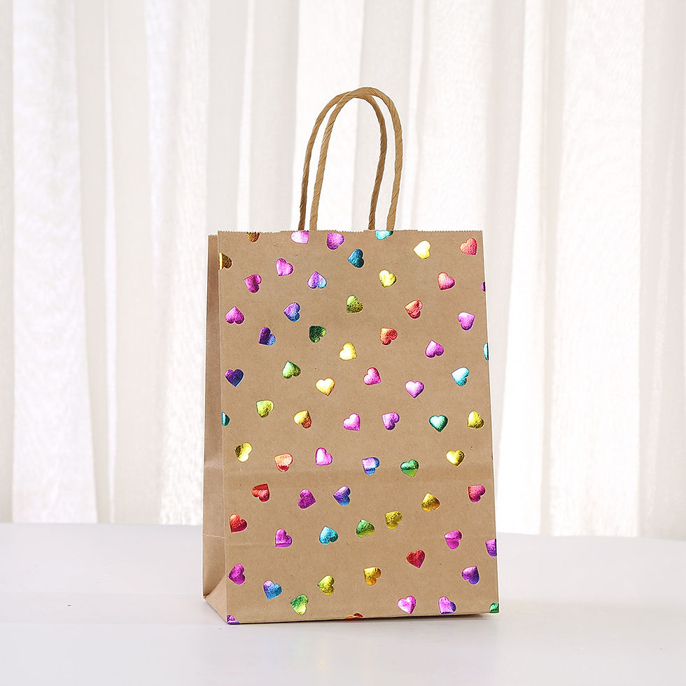 Thumbnail: Heart Stamped Kraft Tote Bag for Bakery Candy Takeout Valentine's Day Souvenir