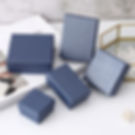 Thumbnail: Dark Blue Vertical-textured Paper Cardboard Jewelry Boxes With Foam Insert