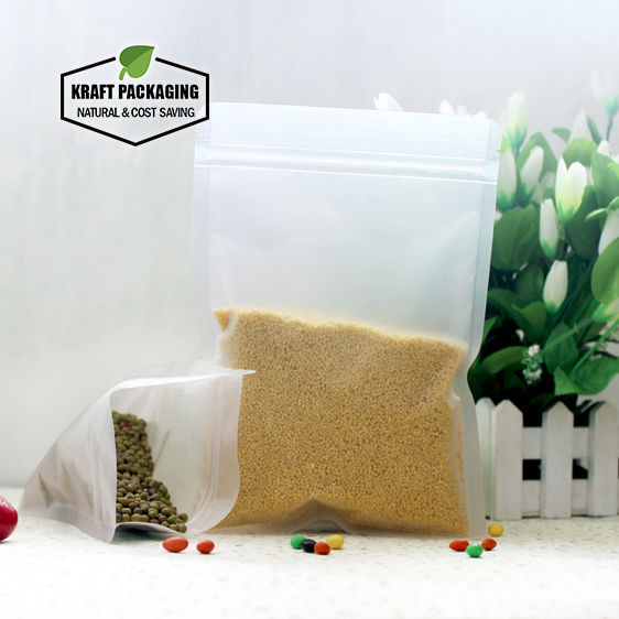 Thumbnail: Frosted Clear Both Sides -Flat Bottom Zipper Pouch Bag