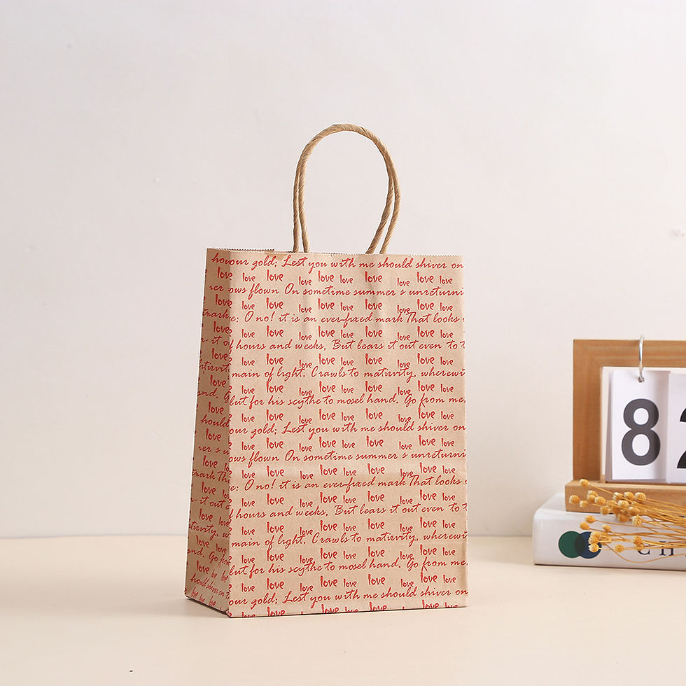 Thumbnail: Valentine's Day Souvenir Gift Bag Heart Printed Kraft Paper Shopper Bag