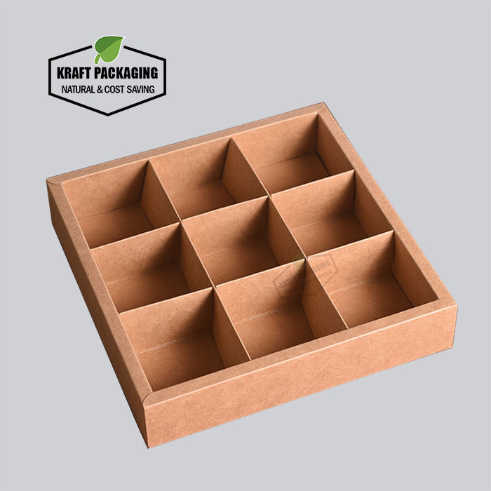 Thumbnail: Brown Kraft gift boxes with lid packaging with divider insert
