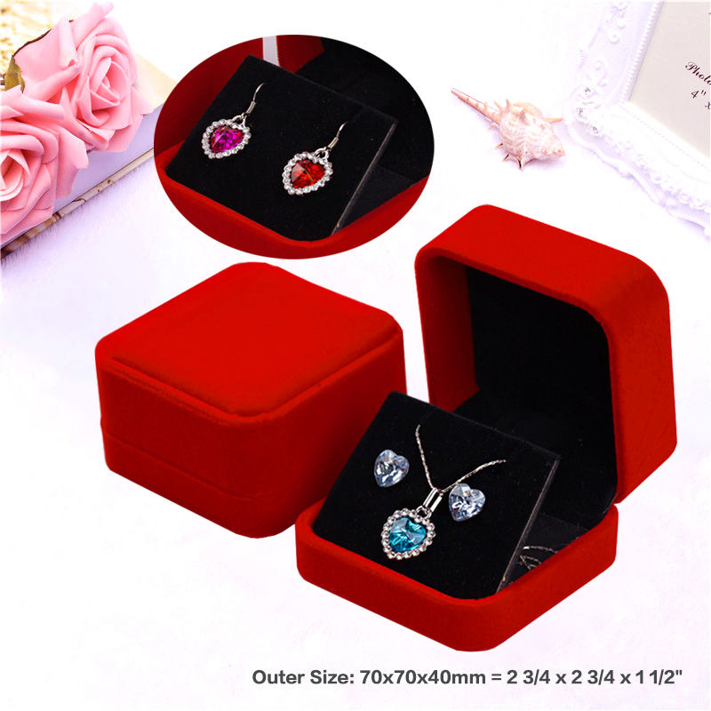 Thumbnail: Red-Black Velvet Jewelry Boxes Packaging Wholesale