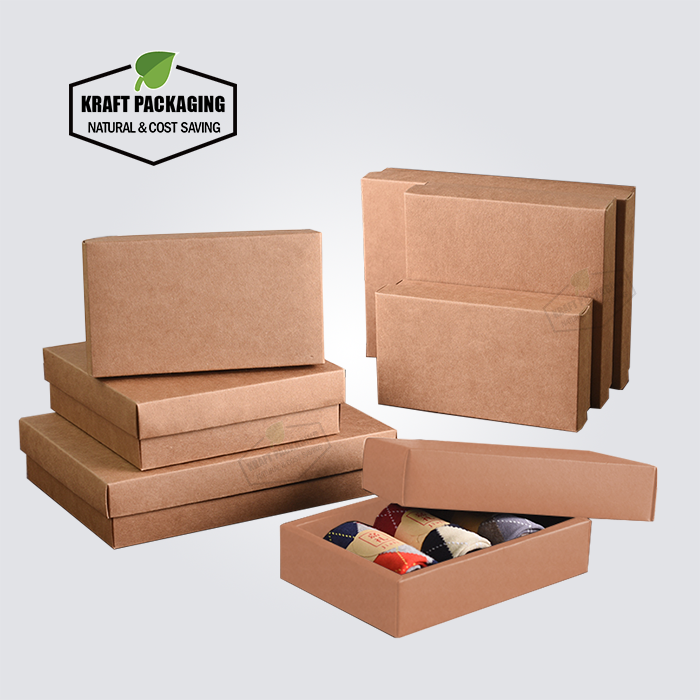 Brown Kraft Boxes With Lid Has A Wide Border On Bottom Base Wholesale