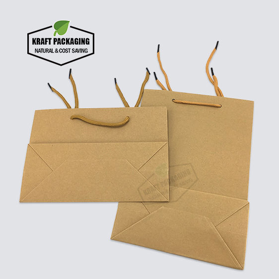 Thumbnail: Brown Kraft paper gift bags with nylon rope handles