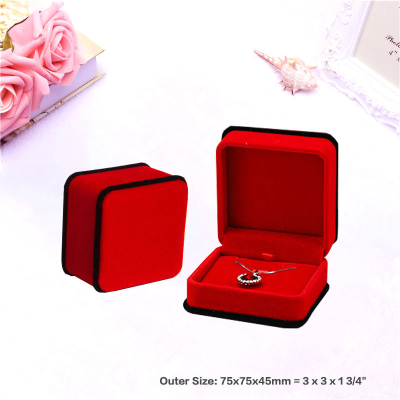 Thumbnail: Black Rim Decorate Red Velvet Jewelry Boxes Packaging Wholesale