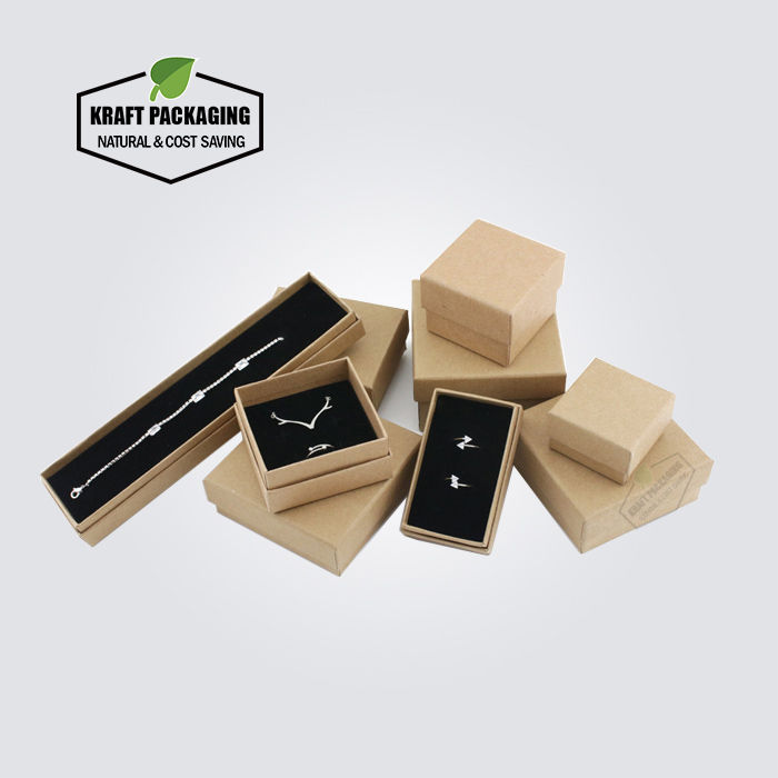 Thumbnail: BROWN Kraft Jewelry Gift Boxes With Black Foam Insert Wholesale