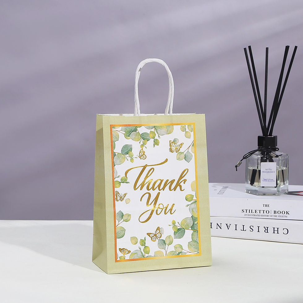 Thumbnail: Thank you Stamped Kraft Paper Clothing Store Tote Bag Cosmetics Gift Bags