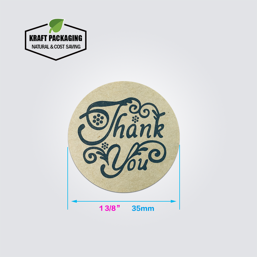 Thumbnail: Brown Kraft paper round word art Thank You text sticker labels