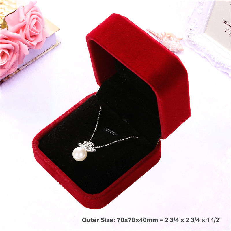 Thumbnail: Dark Red-Black Velvet Jewelry Boxes Packaging Wholesale