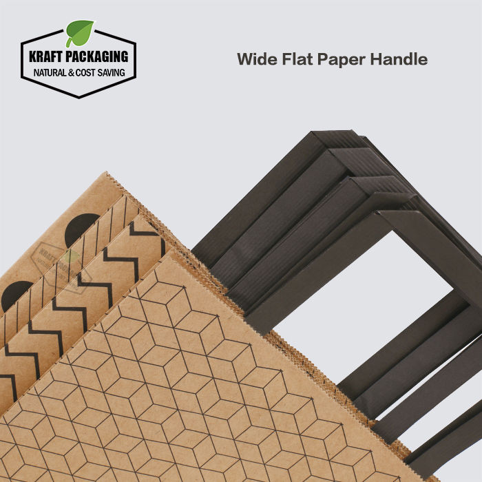 Thumbnail: Brown Kraft gift bags printed in white and black color with flat paper handles