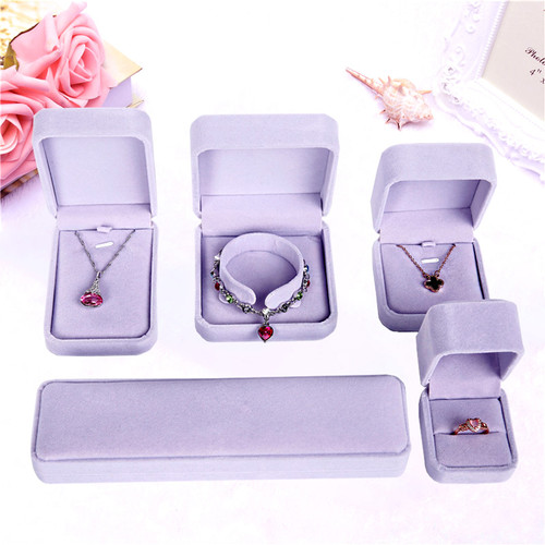 Light Purple Velvet Jewelry Boxes Packaging Wholesale Kraft Packing Store