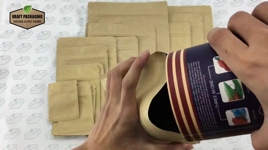 Thumbnail: CAN'T Stand - Flat bottom aluminum laminated inside Brown Kraft zipper pouch
