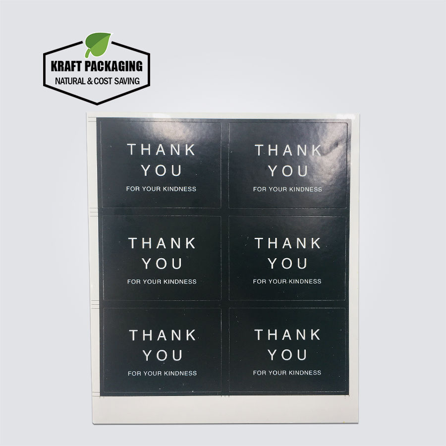 Thumbnail: Black and white rectangle Thank you For Your Kindness sticker label