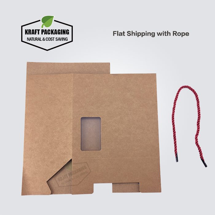 Thumbnail: BROWN Kraft paper gift boxes with window and rope handle
