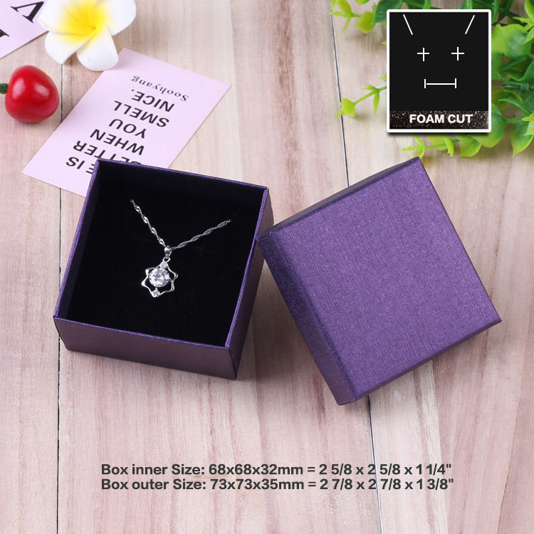 Thumbnail: Dark Purple Vertical-textured Paper Cardboard Jewelry Boxes With Foam Insert