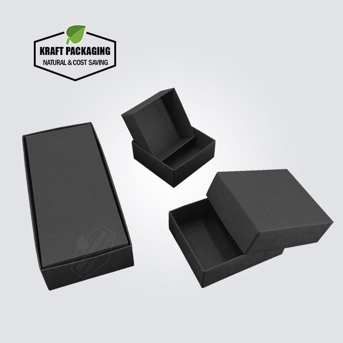 Thumbnail: Black Kraft gift box with lid has a base without wide border