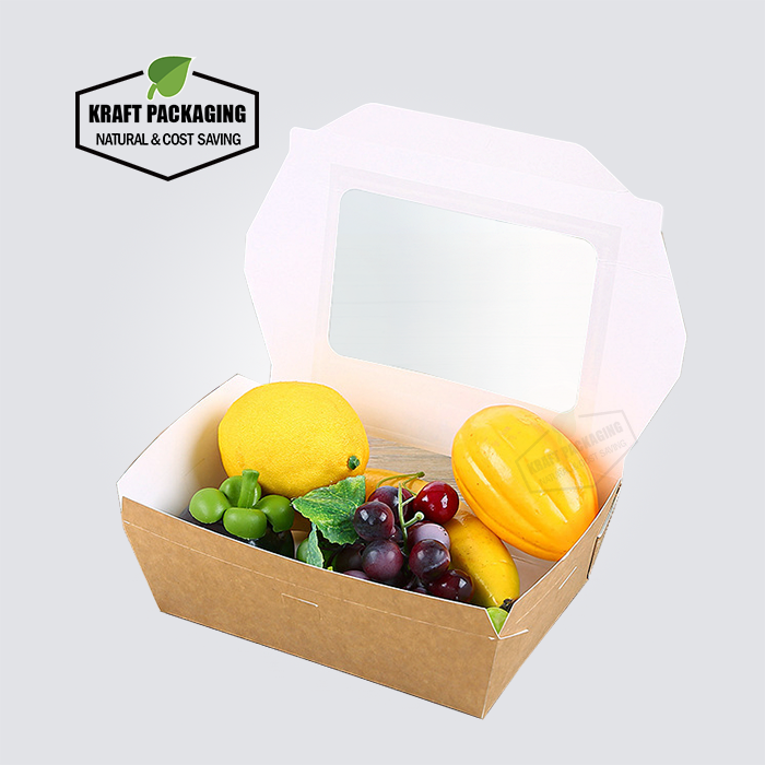 Buy Disposable Brown Kraft Take Out Salad Containers With Clear Window