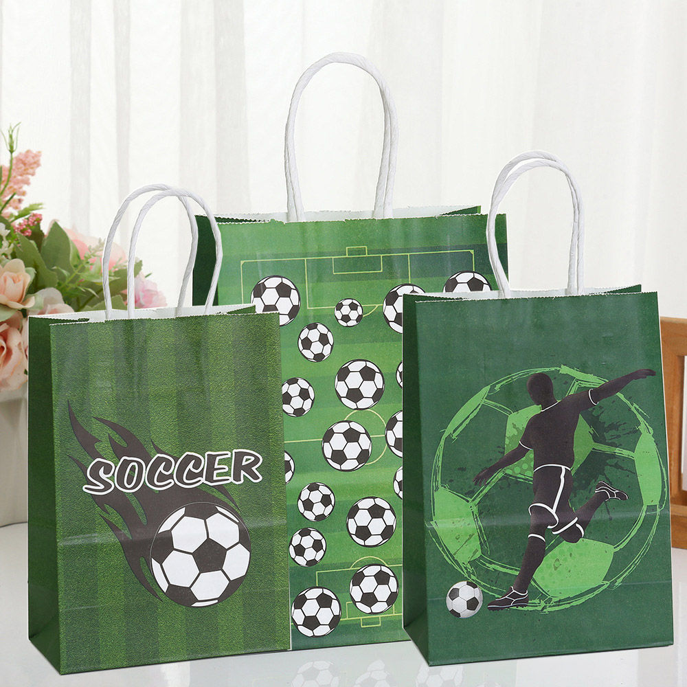Soccer Football Series Printed Paper Bag Sports Style Kraft Handle Bag Wholesale