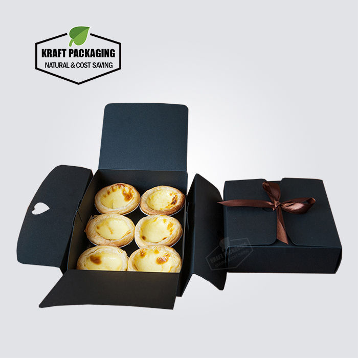 Thumbnail: Silk ribbon decorated BLACK Kraft paper flat pack boxes wholesale