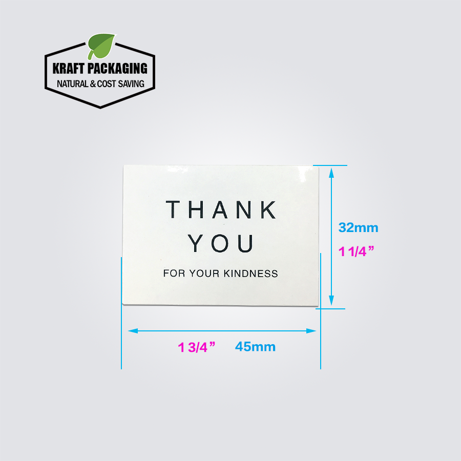 Thumbnail: Black and white rectangle Thank you For Your Kindness sticker label