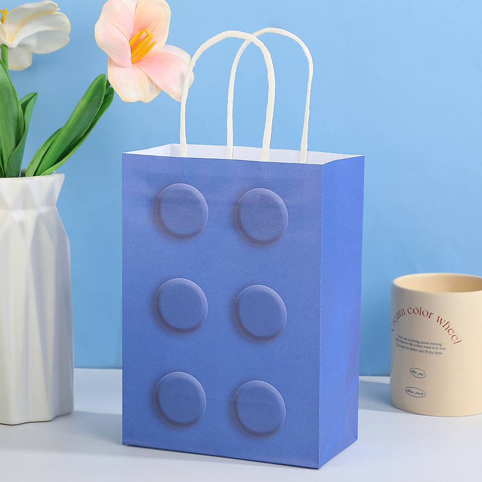 Thumbnail: Candy Colored Building Blocks Cartoon Tote Bag Mall Shopping Kraft Paper Bags