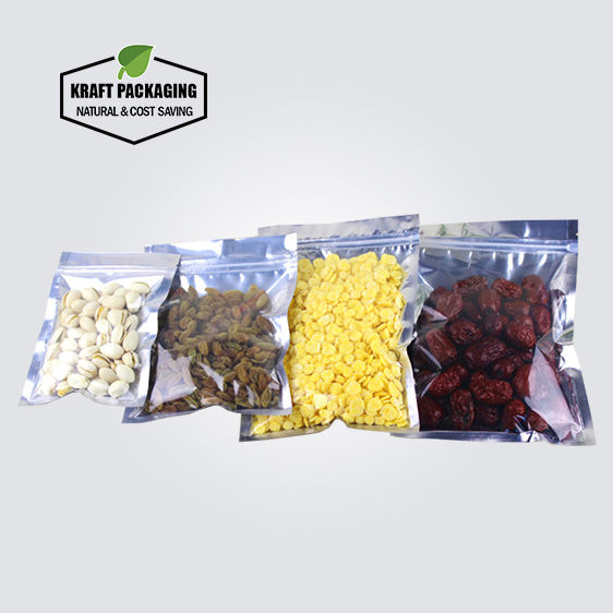 Thumbnail: Clear Front with Metalized Film Back -Flat Bottom Zipper Pouch Bag