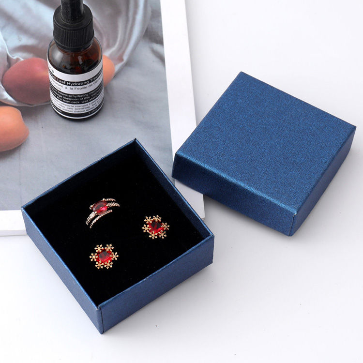 Thumbnail: Light Blue Vertical-textured Paper Cardboard Jewelry Boxes With Foam Insert